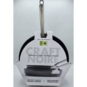 NEW GreenPan Craft Noire 10" and 12" Frypan Skillet Set - Non-Toxic - Black